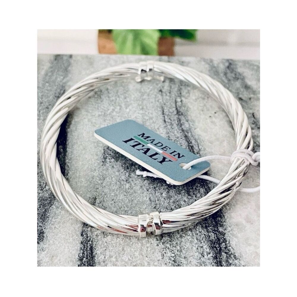 NWT Mia Fiore Made in Italy 925 Sterling Silver Plated Bronze Bangle Bracelet